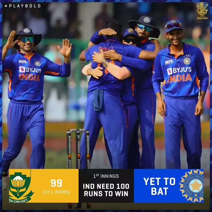 भारत को दक्षिण अफ्रीका के खिलाफ जीत के लिए 100 रन चाहिए
